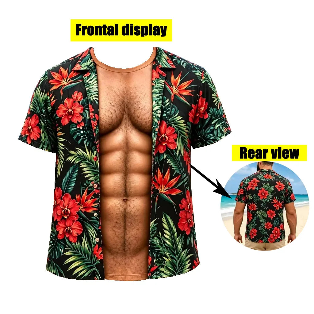 Fake Abs Hawaiian Tee