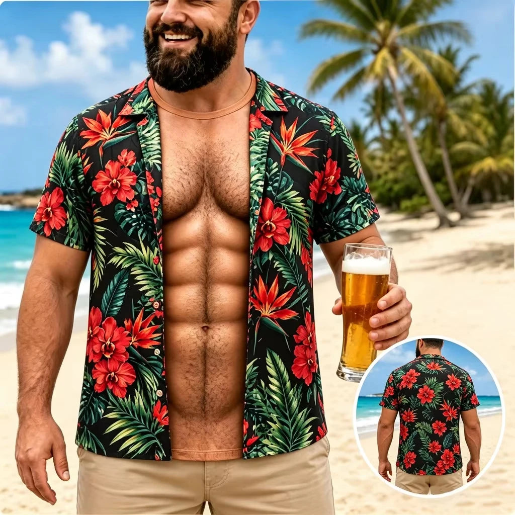Fake Abs Hawaiian Tee