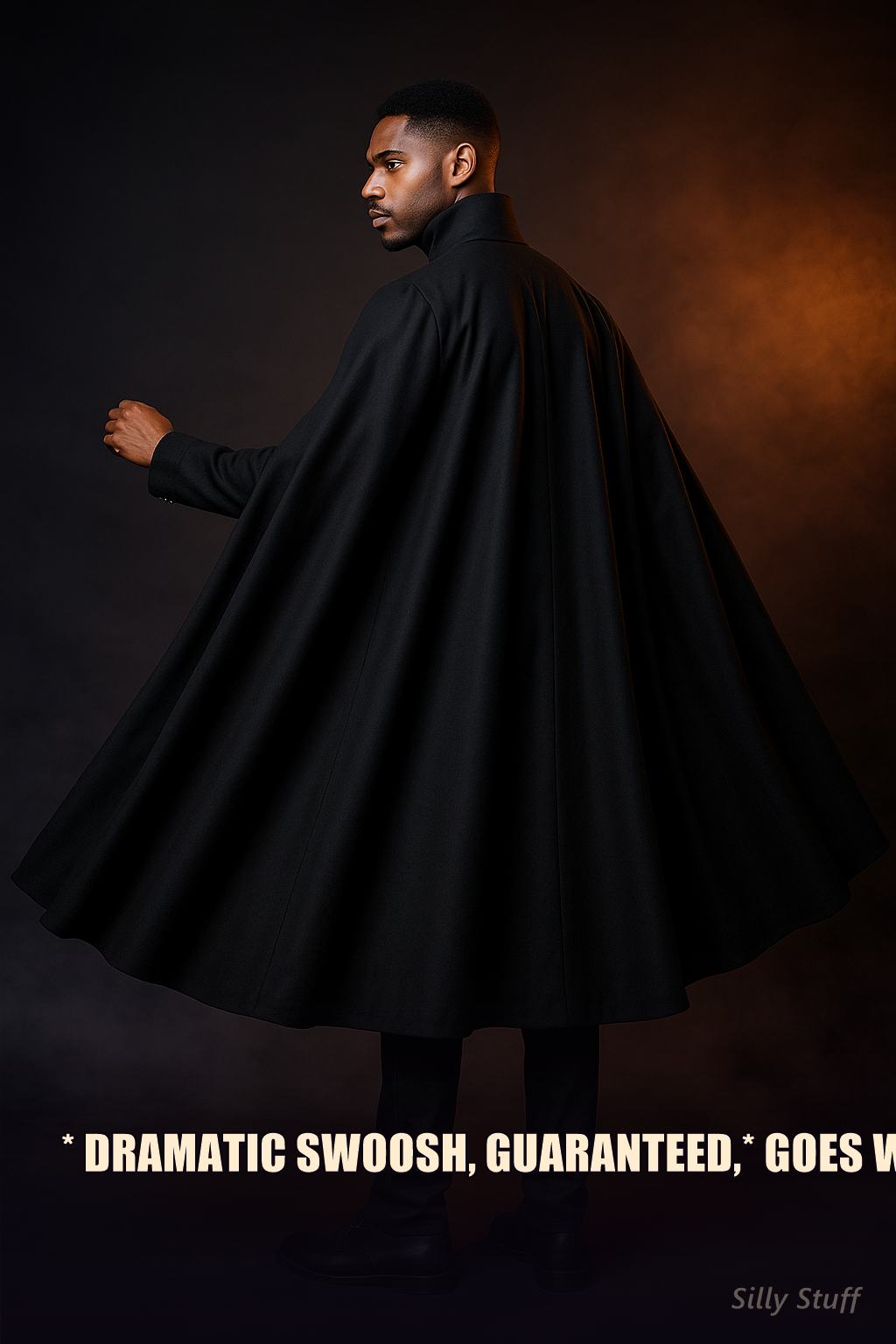 Gothic Vampire Cape - model wearing full cape