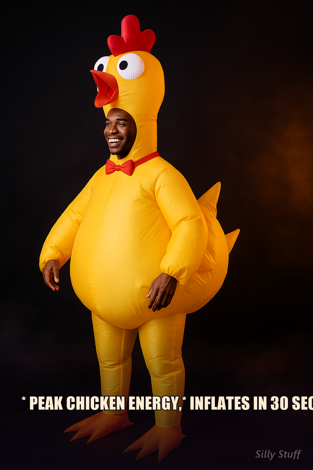 Inflatable Chicken Costume - model wearing full costume