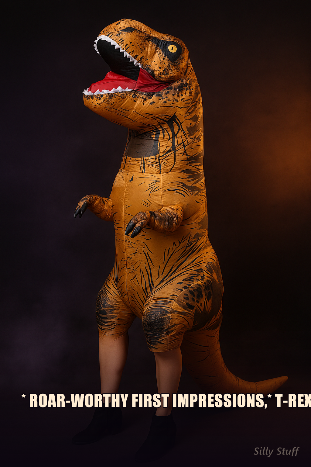Inflatable T-Rex Costume - model wearing full costume