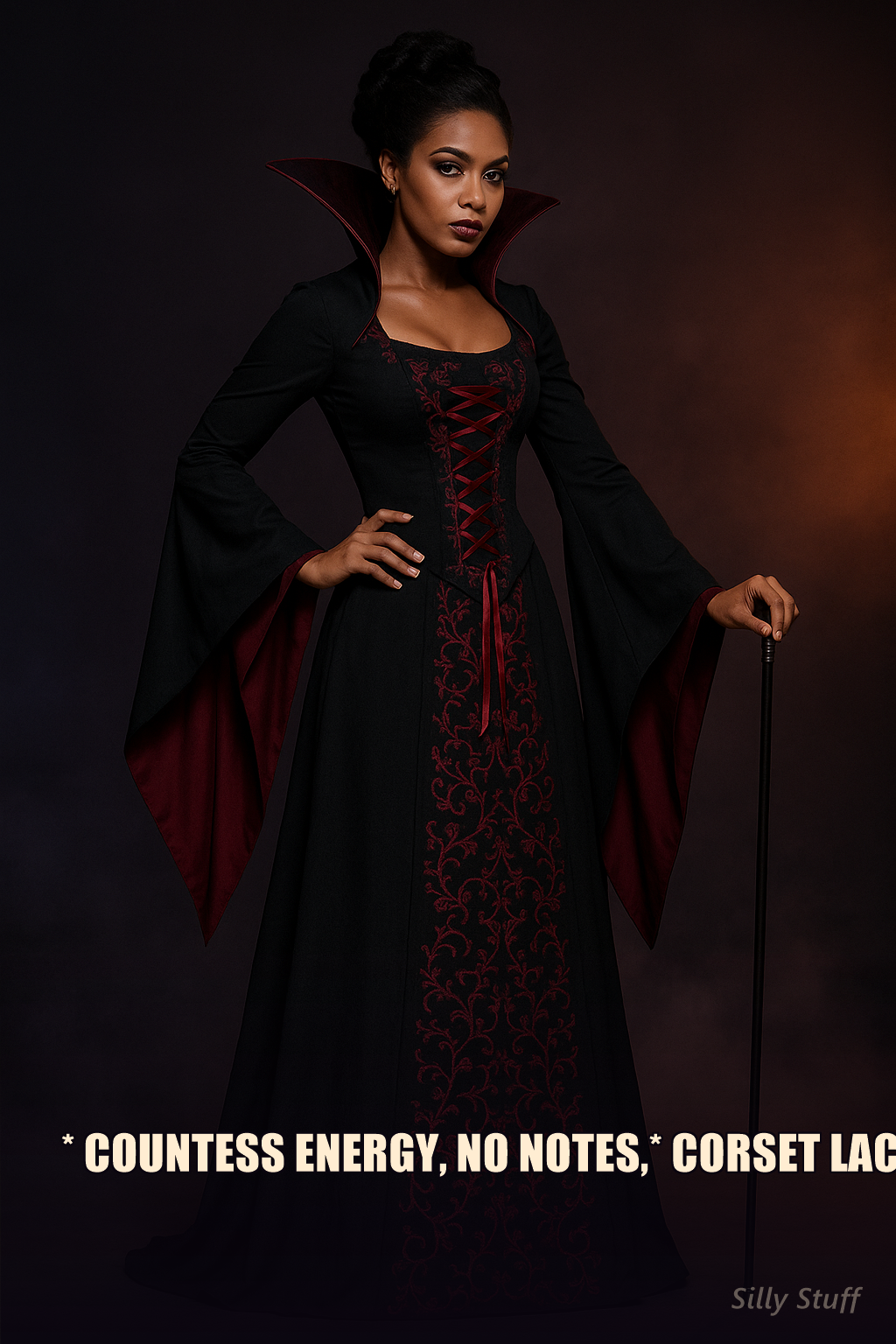 Vampire Costume Dress - model wearing full costume